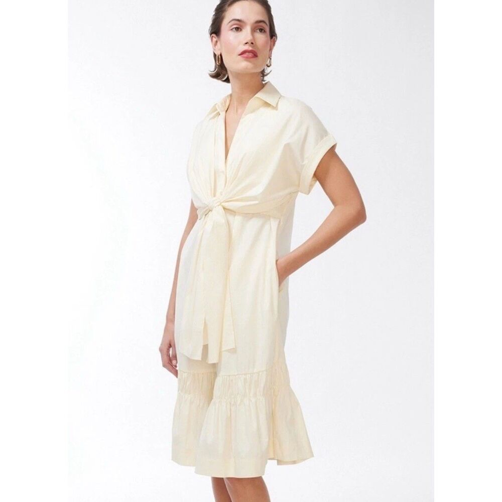 Chico's Cream Knot-Front Shirt Dress